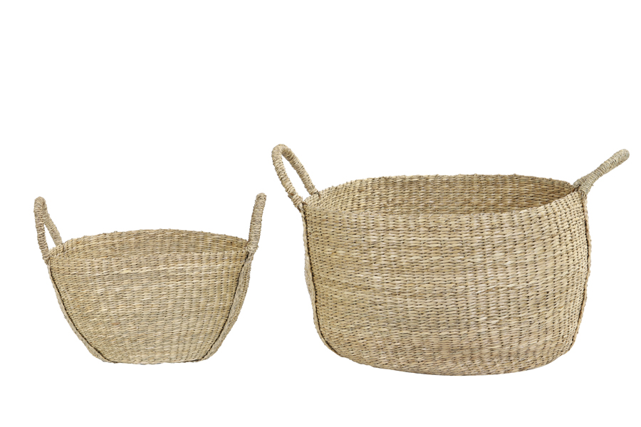 Basket S/2 Ø35x19+Ø50x30 cm TEVIOT natural