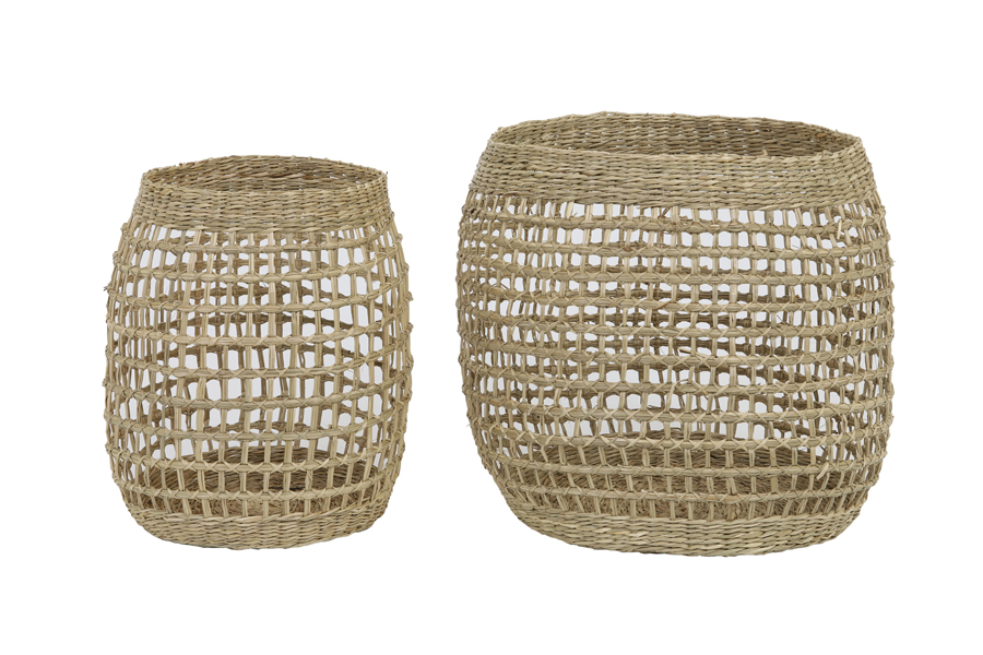 Basket S/2 Ø25x28+Ø35x32 cm TUBAS seagrass natural