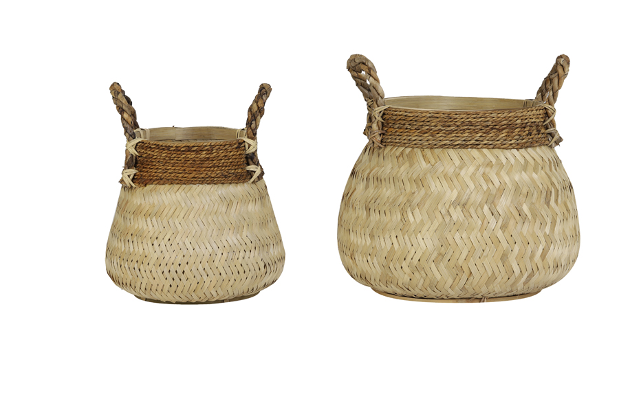 Basket S/2 Ø34x24+Ø46x35 cm BONGAS bamboo natural