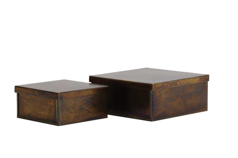 Deco box S/2 12,5x12,5x6+16,5x16,5x7 cm LOBERIO antiq bronze