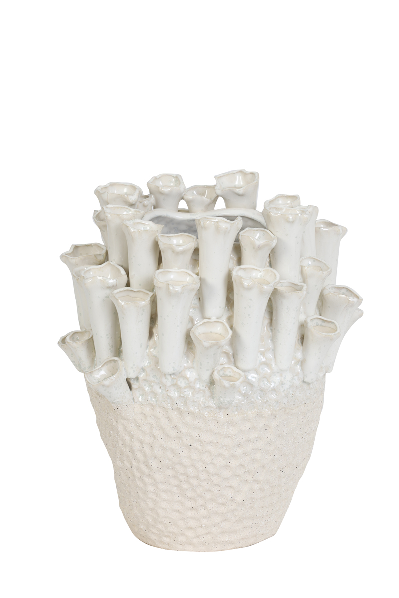 Vase deco Ø27,5x27,5 cm KYRAL ceramics cream+white