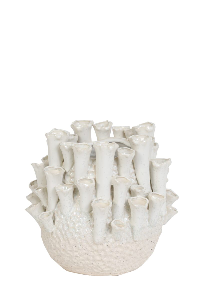 Vase deco Ø29x33 cm KYRAL ceramics cream+white
