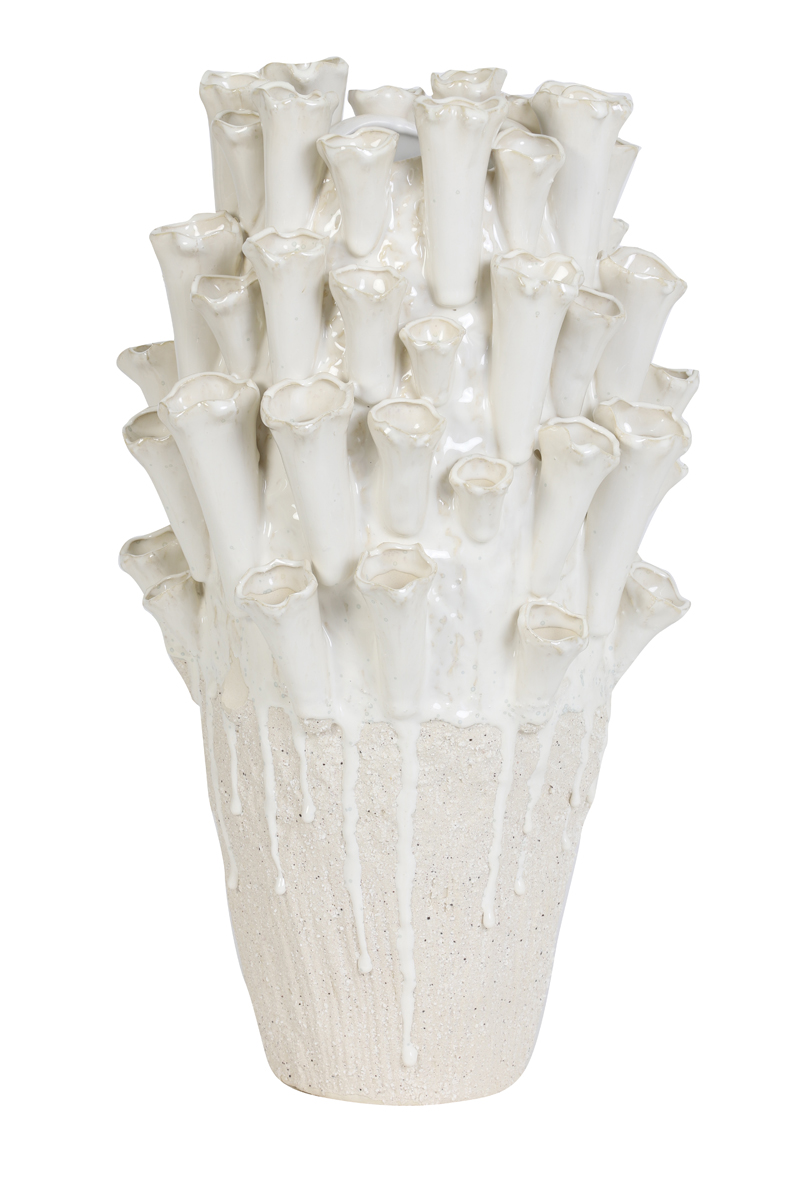 Vase deco Ø28,5x46,5 cm KYRAL ceramics cream+white