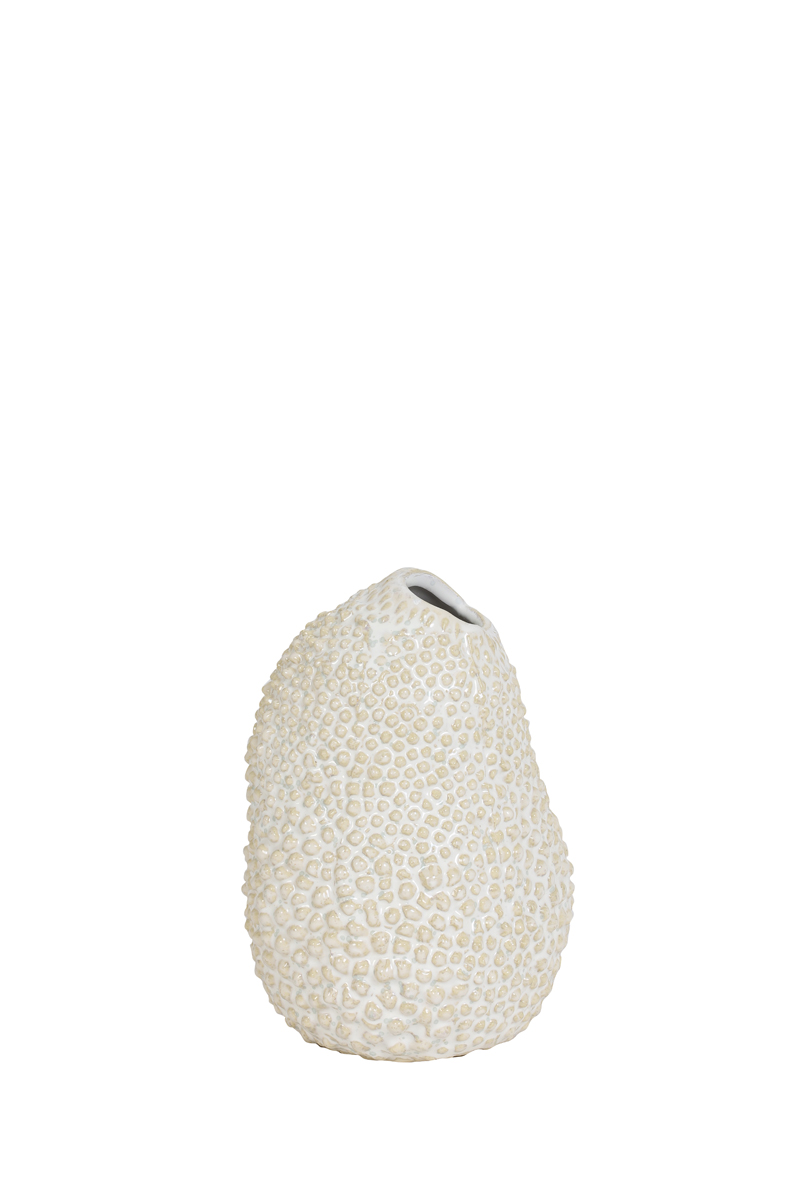 Vase deco Ø10x15 cm KYANA ceramics cream+white