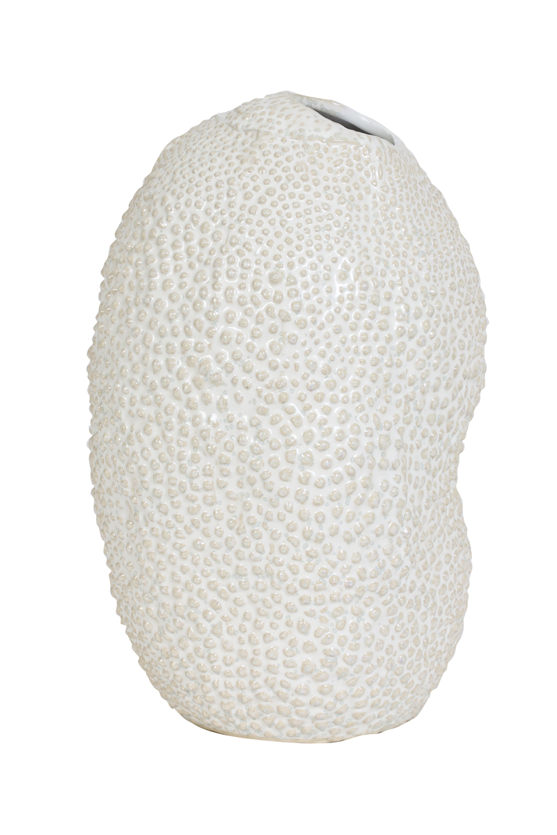 Vase deco Ø18x28 cm KYANA ceramics cream+white