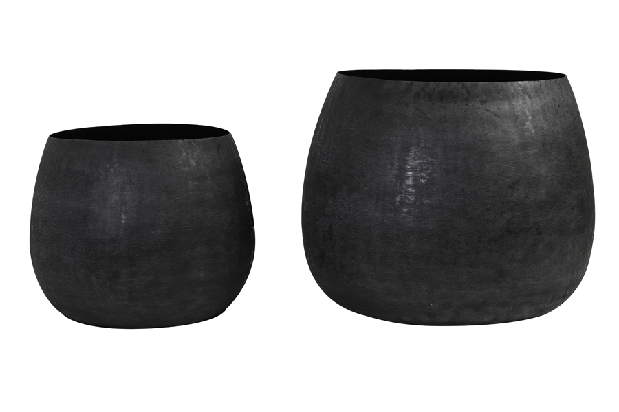 Pot deco S/2 Ø38,5x28,5+Ø50x37,5 cm GENOLU matt black