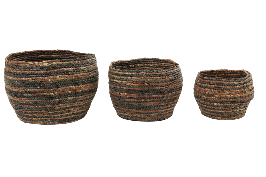 Basket S/3 max Ø35x28 cm PAREJO brown-orange