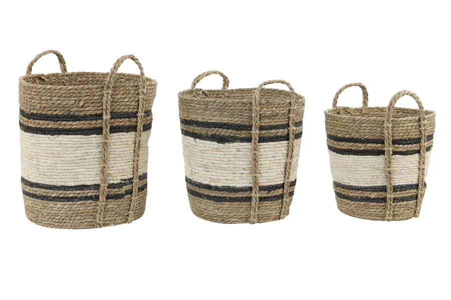 Basket S/3 max Ø40x40 cm GAMEIRO natural-white-black