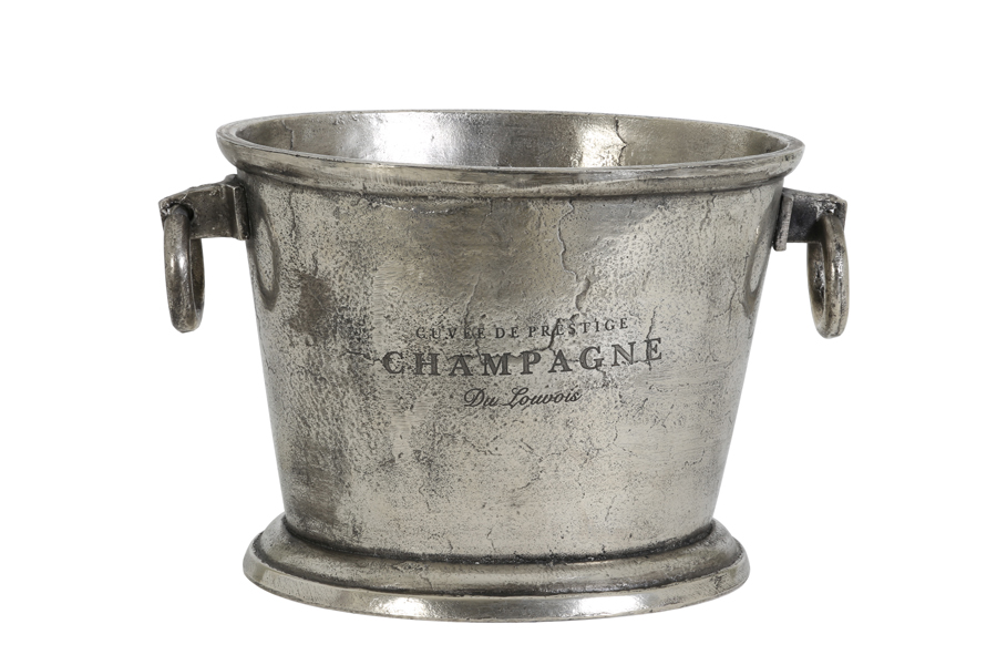 Champagne cooler 39x25x25 cm CRISTAL raw antique nickel