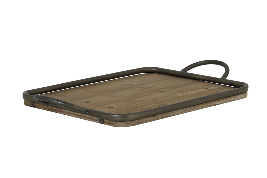 Tray 51,5x31 cm MOULON wood+zinc