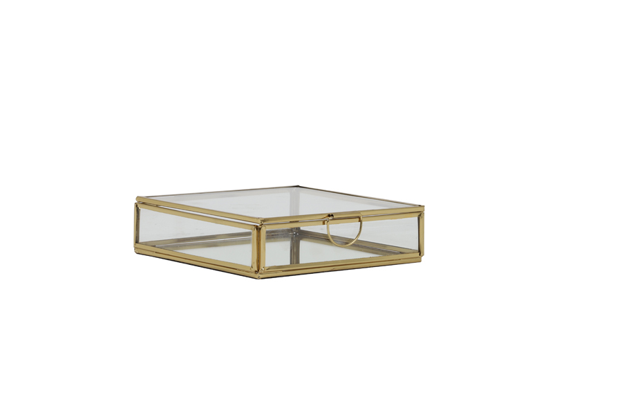 Deco box 15x15x4 cm MIRINA gold-mirror