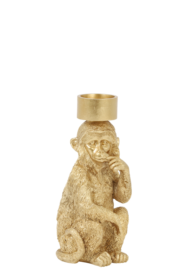 Tealight holder 11x9,5x21 cm MONKEY gold