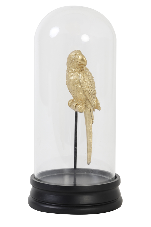 Ornament in glass bell Ø14x30 cm PARROT black+gold