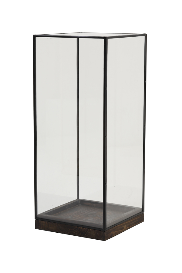 Stolp 20x20x45 cm ASKJER wood brown+black+glass