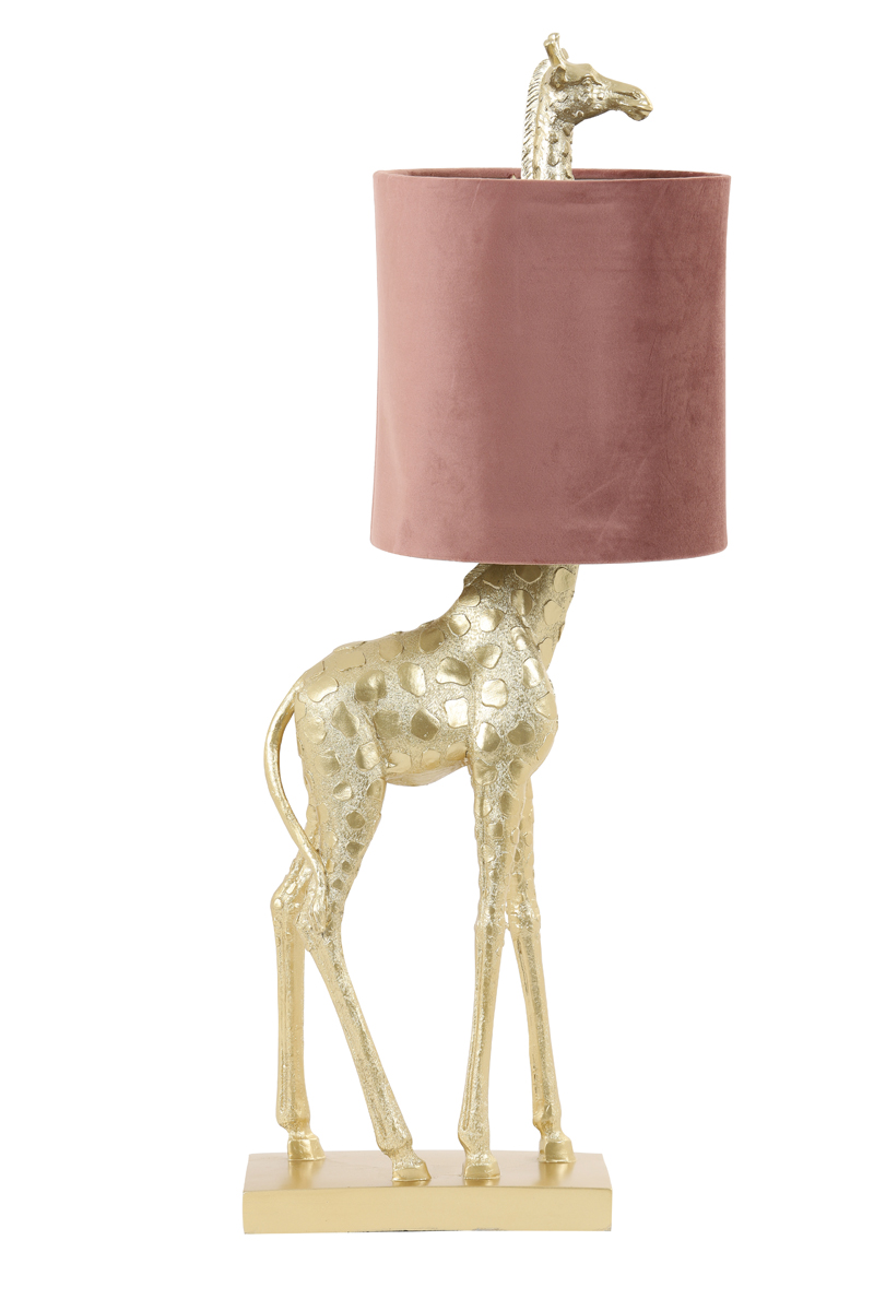 Table lamp 28x20x68 cm GIRAFFE gold+velvet old pink