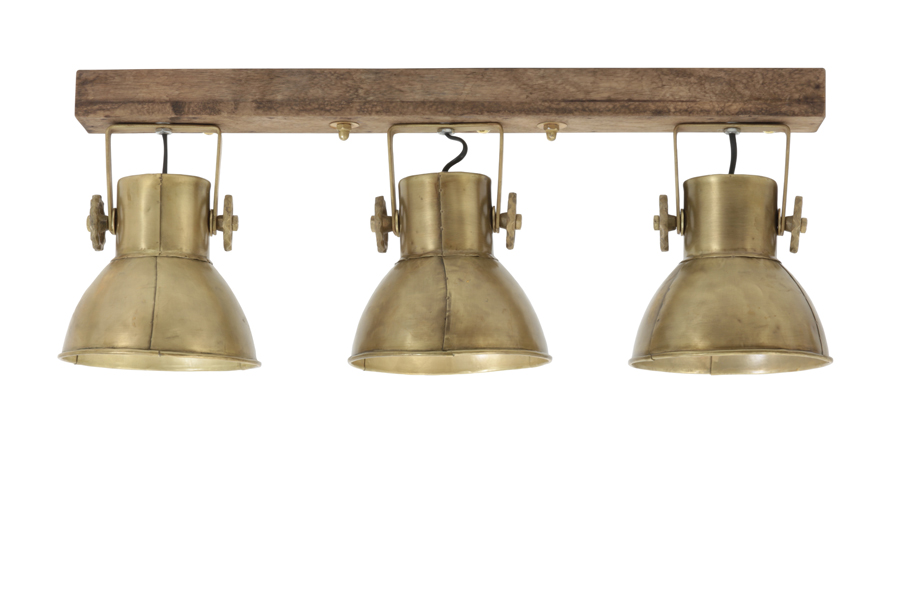 Hanging/wall lamp 3L 65x18x25 cm ELAY wood weath barn+bronze