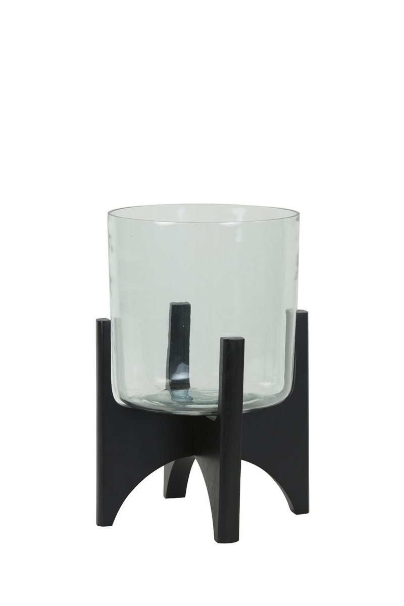 Vase on base Ø22,5x33,5 cm JACE glass+matt black wood