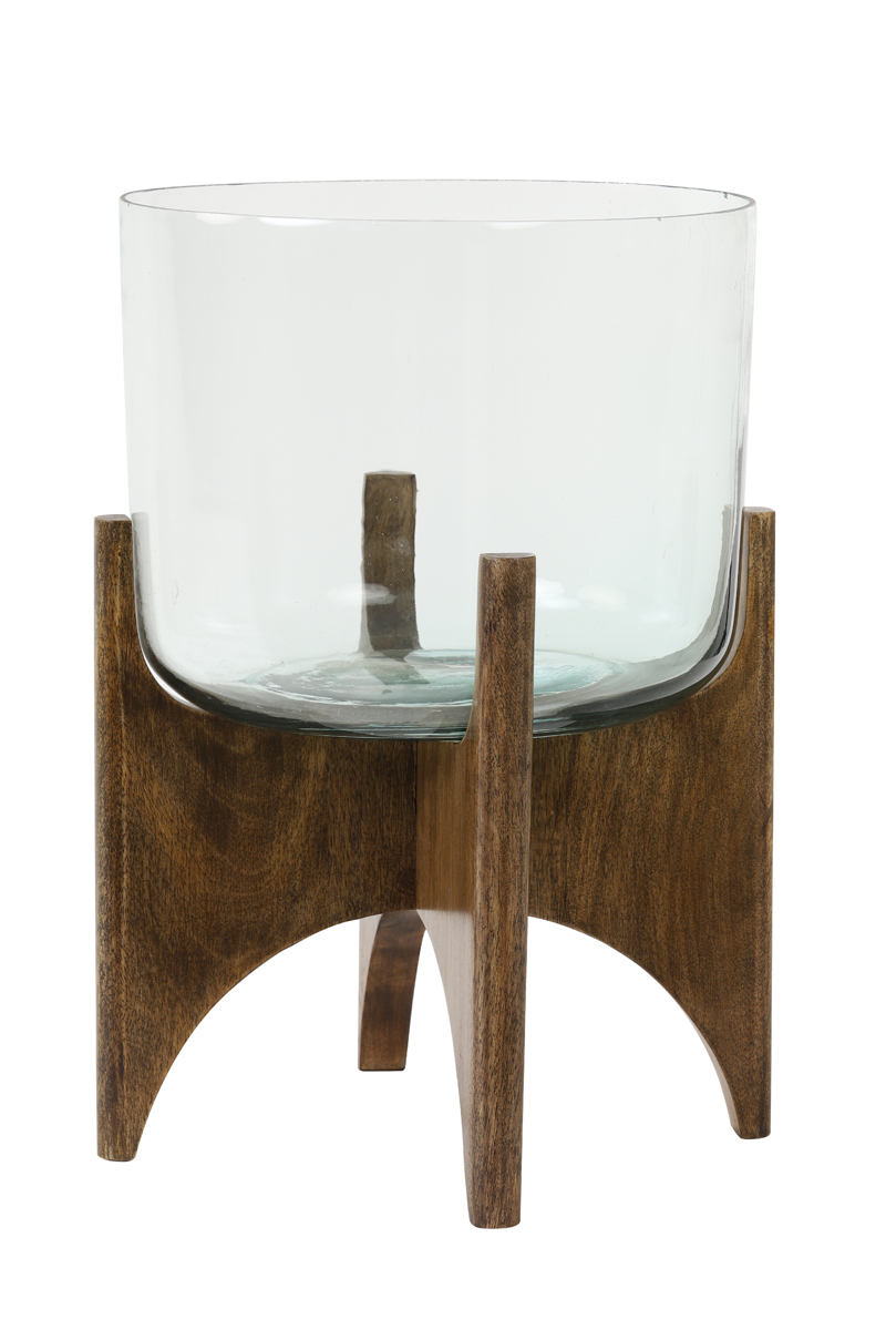 Vase on base Ø31,5x43 cm JACE glass+wood brown