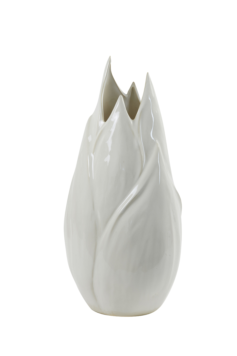Vase deco 31x30x63,5 cm TULIPAN ceramics cream+white