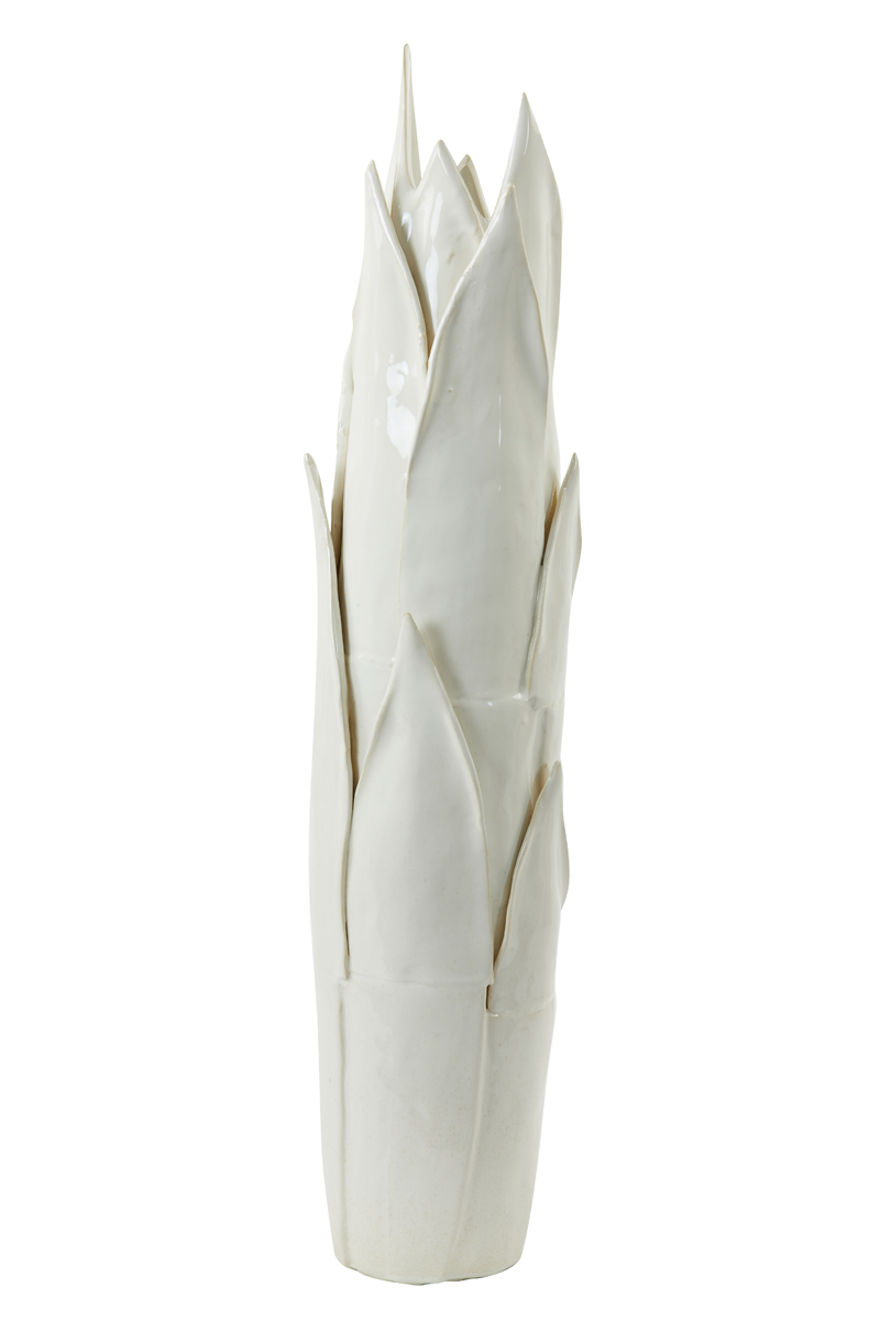 Vase deco 21x18,5x82 cm TULIPAN ceramics cream+white