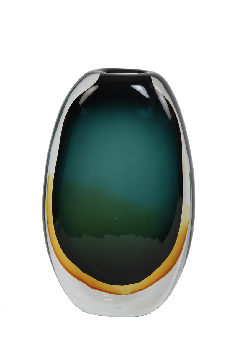 Vase 16x7x27 cm CALLA glass turquoise-amber
