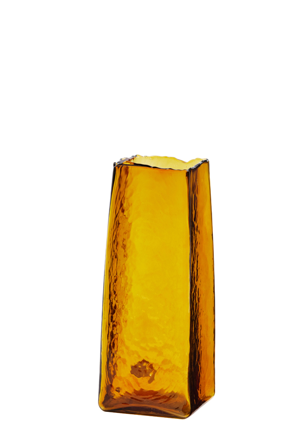 Vase 10x10x25 cm IDUNA glass ocher yellow