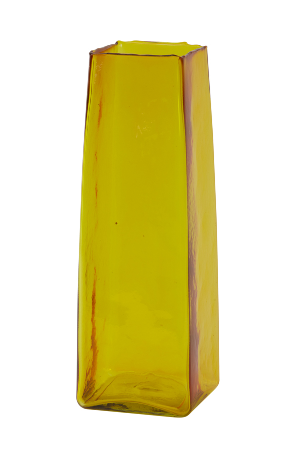 Vase 12x12x35 cm IDUNA glass ocher yellow