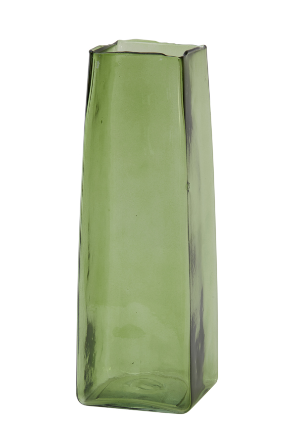 Vase 12x12x35 cm IDUNA glass olive green