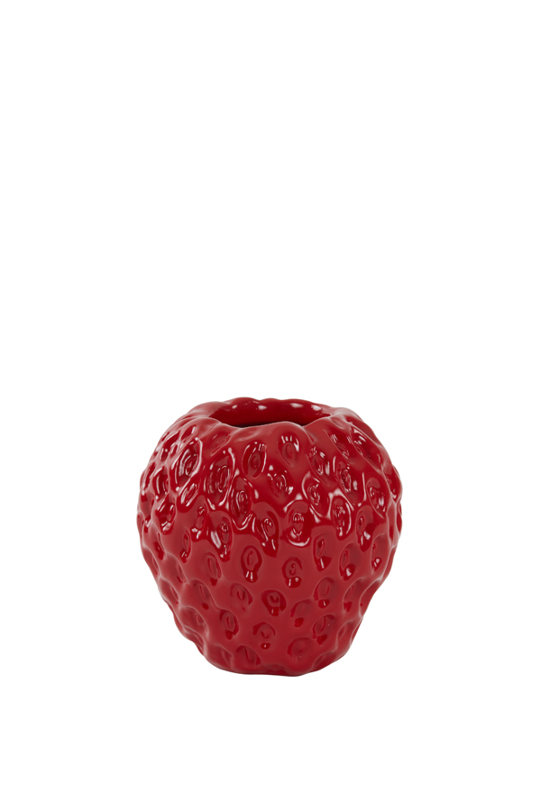 Vase deco 15x14,5x14,5 cm STRAWBERRY shiny red