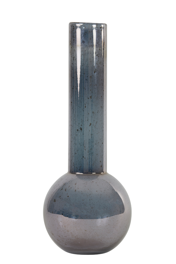 Vase Ø18x45 cm DAPOLI glass stone finish smoked