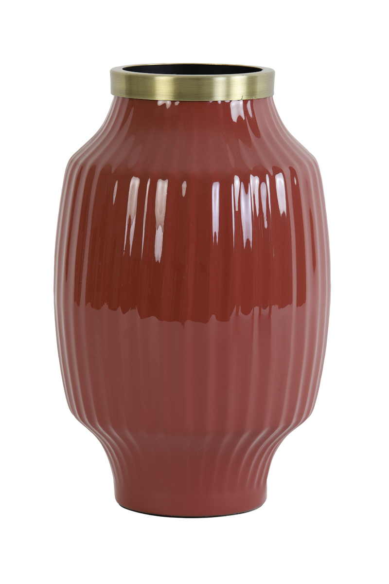 Vase deco Ø23x37 cm DAZOU burgundy+antique bronze