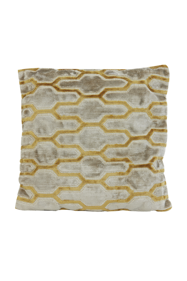 Cushion 45x45 cm JEMBANA velvet sand+ocher yellow