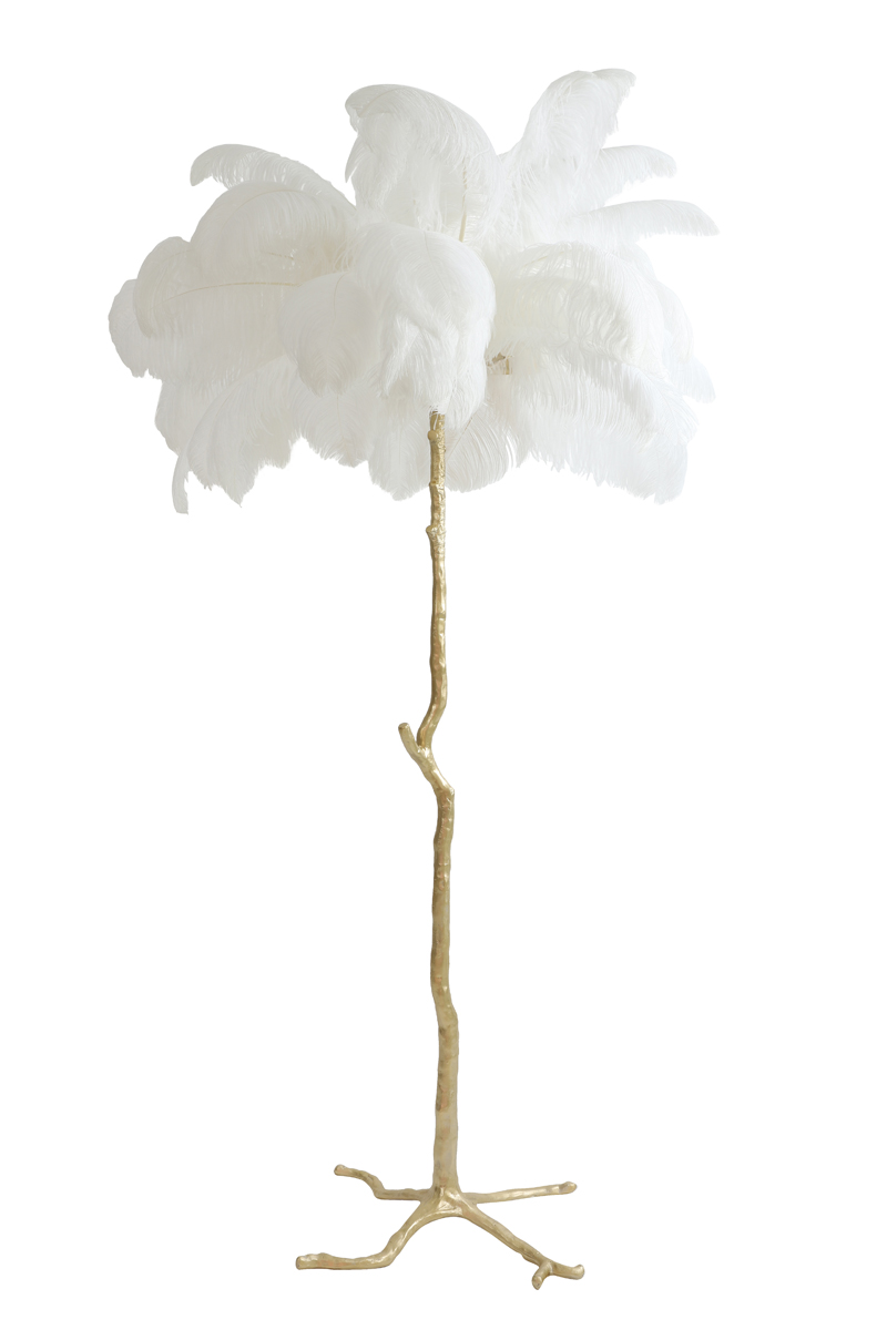 Floor lamp E14 Ø95x180 cm FEATHER gold+white