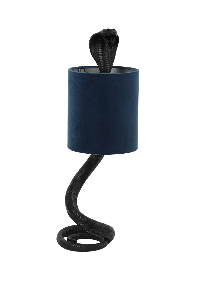 Table lamp 20x19x58 cm SNAKE black+velvet petrol blue