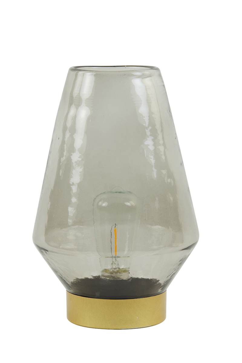 Table lamp LED Ø16x23,5 cm JAYA glass warm grey+gold