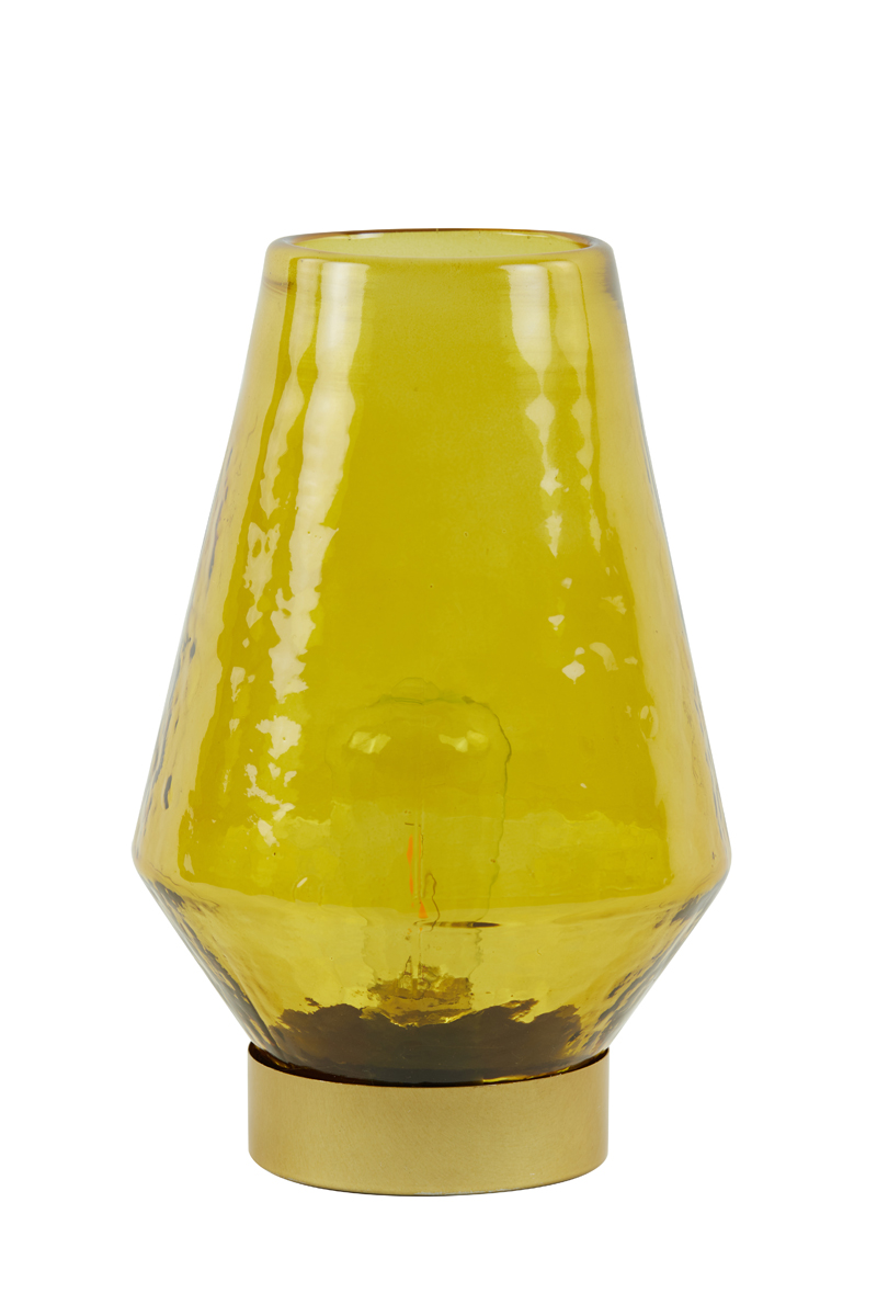 Table lamp LED Ø16x23,5 cm JAYA glass ocher yellow+gold