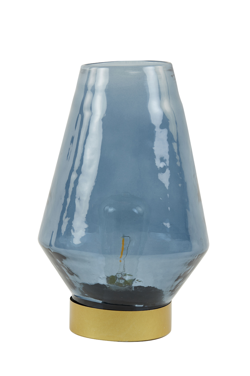 Table lamp LED Ø16x23,5 cm JAYA glass dark blue+gold