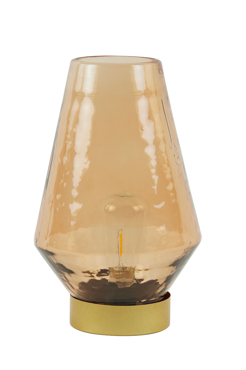 Table lamp LED Ø16x23,5 cm JAYA glass peach+gold