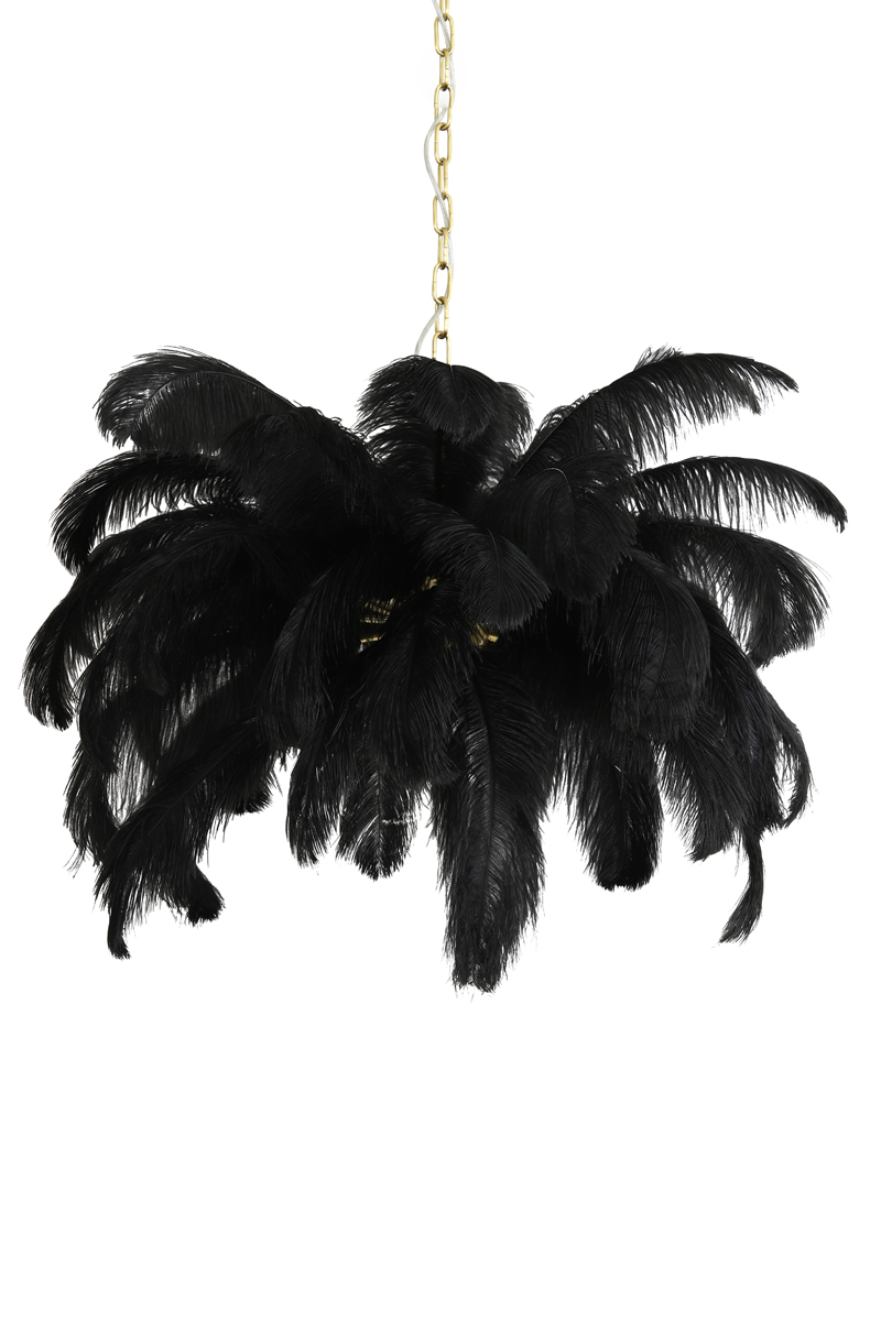 Hanging lamp E14 Ø80 cm FEATHER gold+black