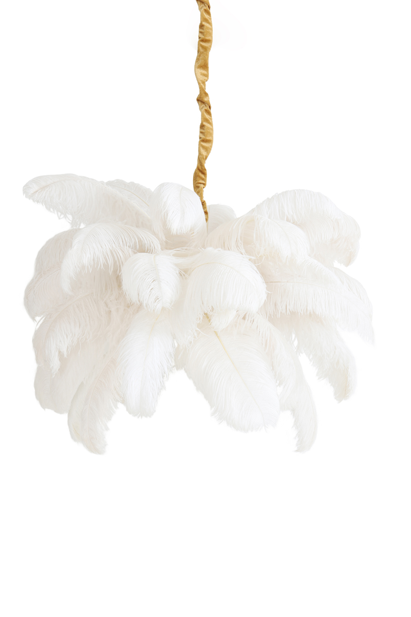 Hanging lamp E14 Ø80 cm FEATHER gold+white