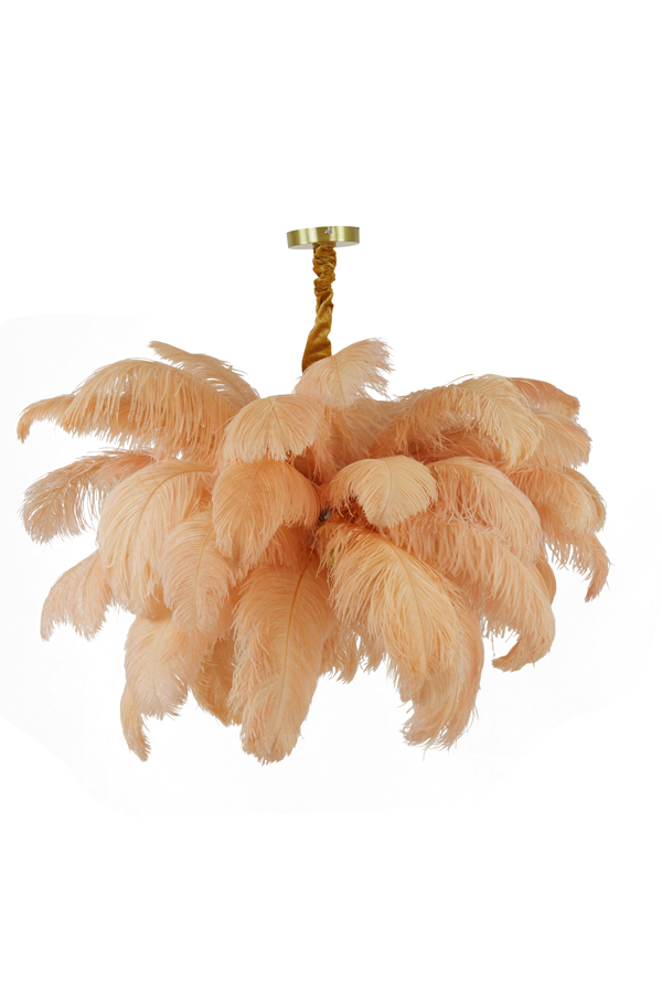 Hanging lamp E14 Ø80 cm FEATHER gold+peach