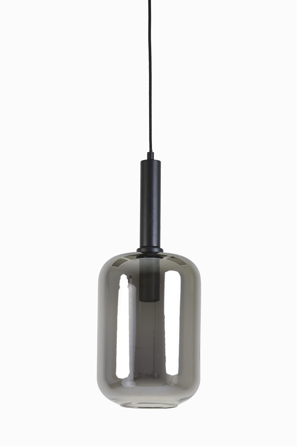 Hanging lamp Ø22x52 cm LEKAR black+smoked glass