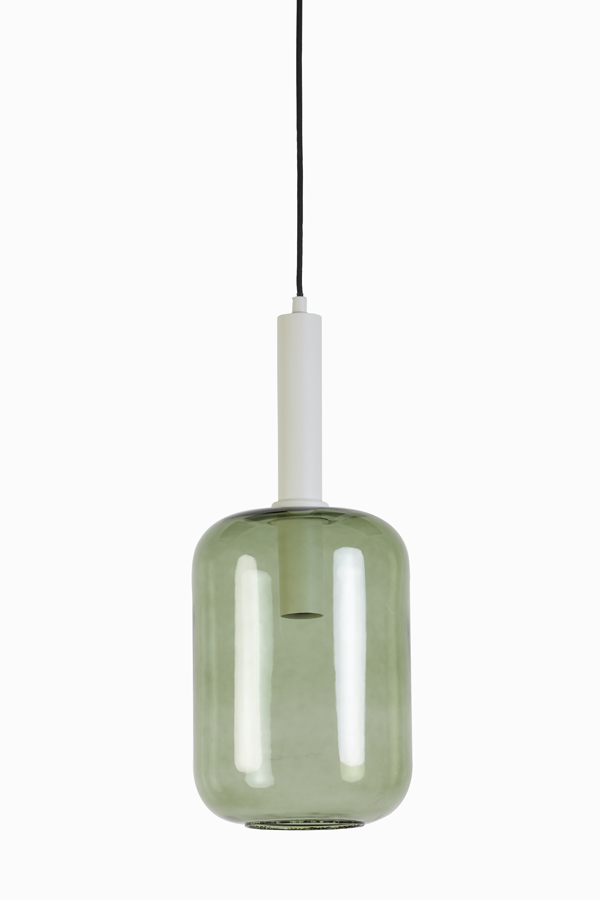 Hanging lamp Ø22x52 cm LEKAR light grey+green glass