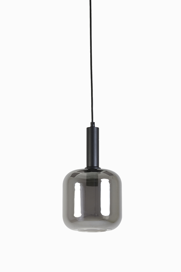 Hanging lamp Ø16x26 cm LEKAR black+smoked glass