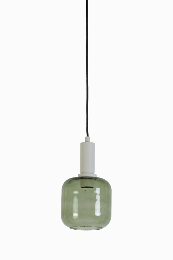 Hanging lamp Ø16x26 cm LEKAR light grey+green glass