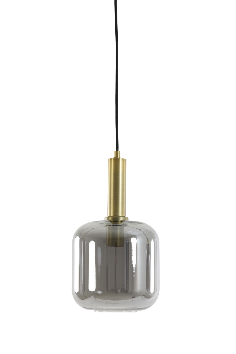 Hanging lamp Ø16x26 cm LEKAR antique bronze+smoked glass