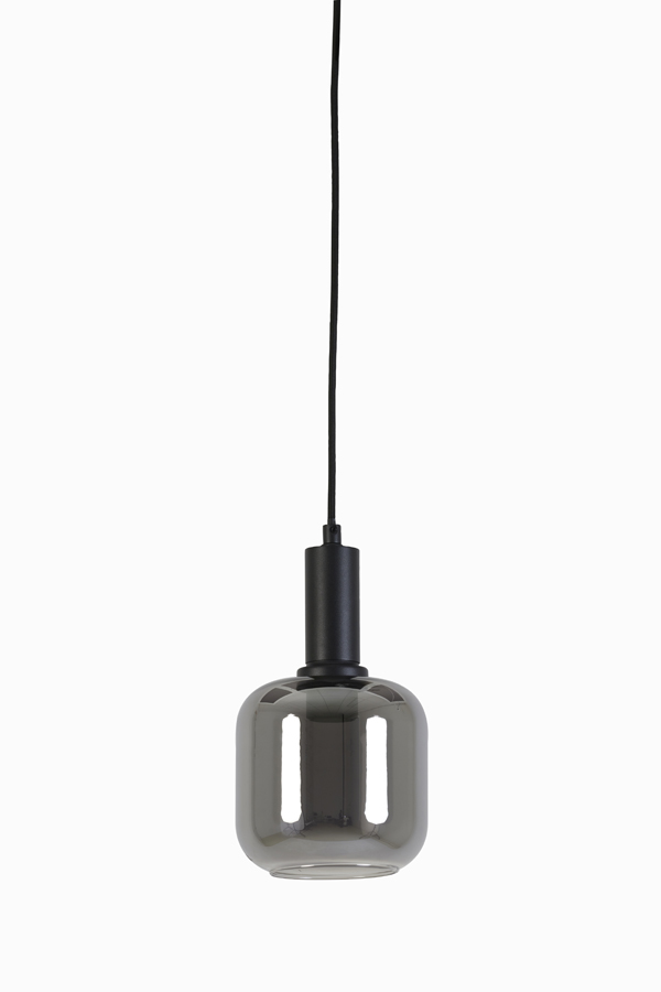 Hanging lamp Ø21x37 cm LEKAR black+smoked glass