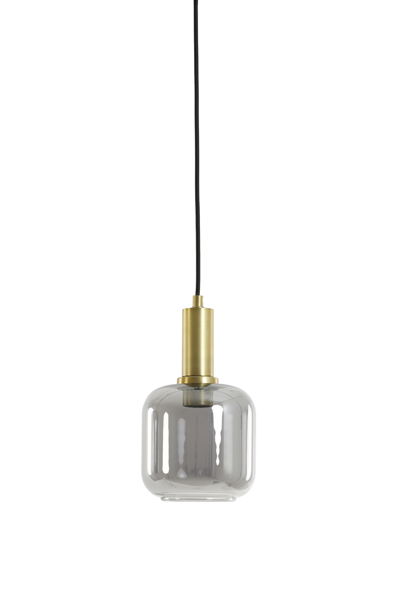 Hanging lamp Ø21x37 cm LEKAR antique bronze+smoked glass