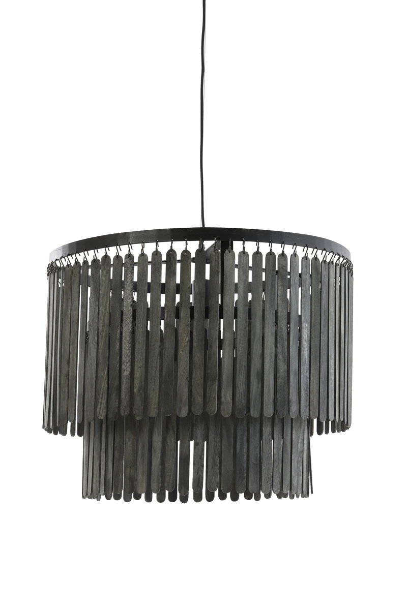 Hanging lamp Ø60x43 cm GULARO wood matt black