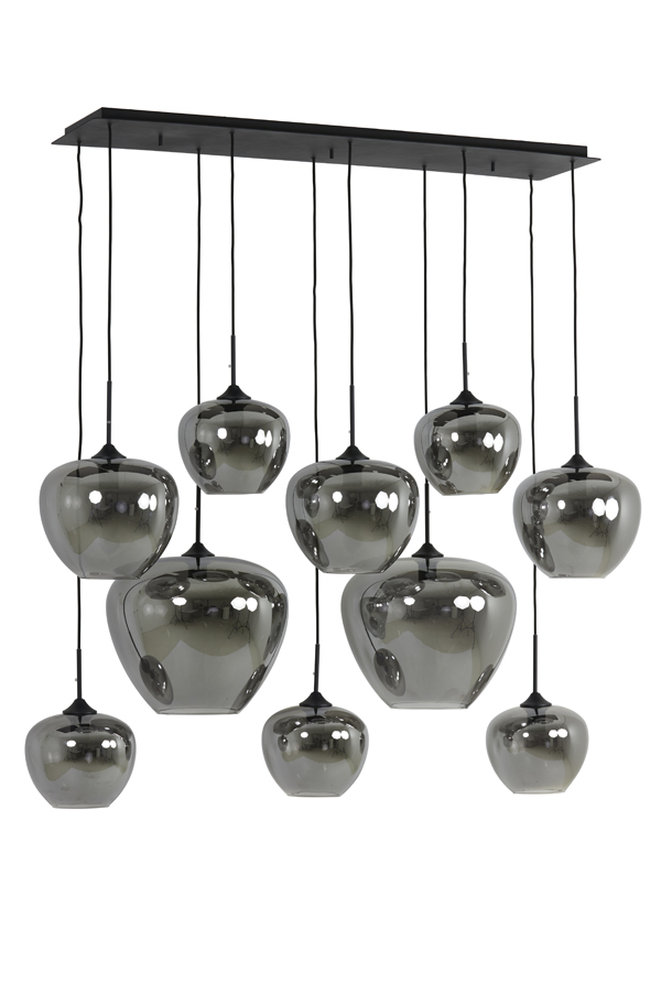 Hanging lamp 10L 120x60x110 cm MAYSON glass smoked+matt blck